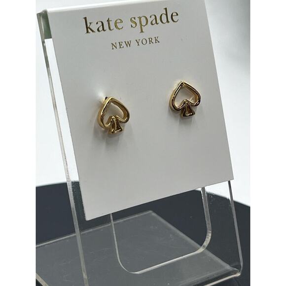 Kate Spade Gold Plated Open Spade Stud Earrings New - Picture 4 of 10